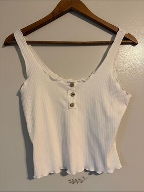 Shein Small White Ribbed Button-Front Tank Top - Unbranded